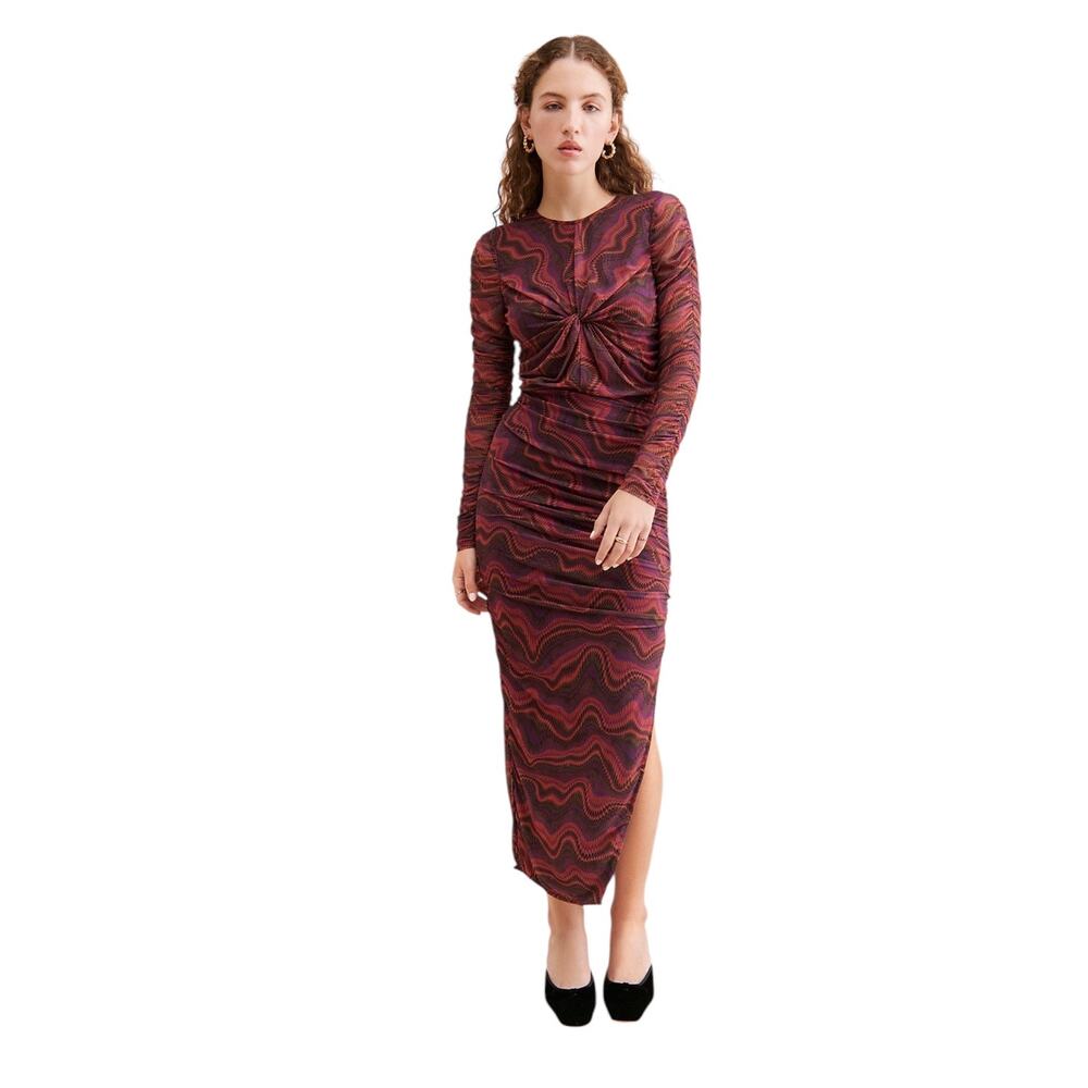 SAYLOR Liline Abstract Mesh Dress - Red Multicolor - Large